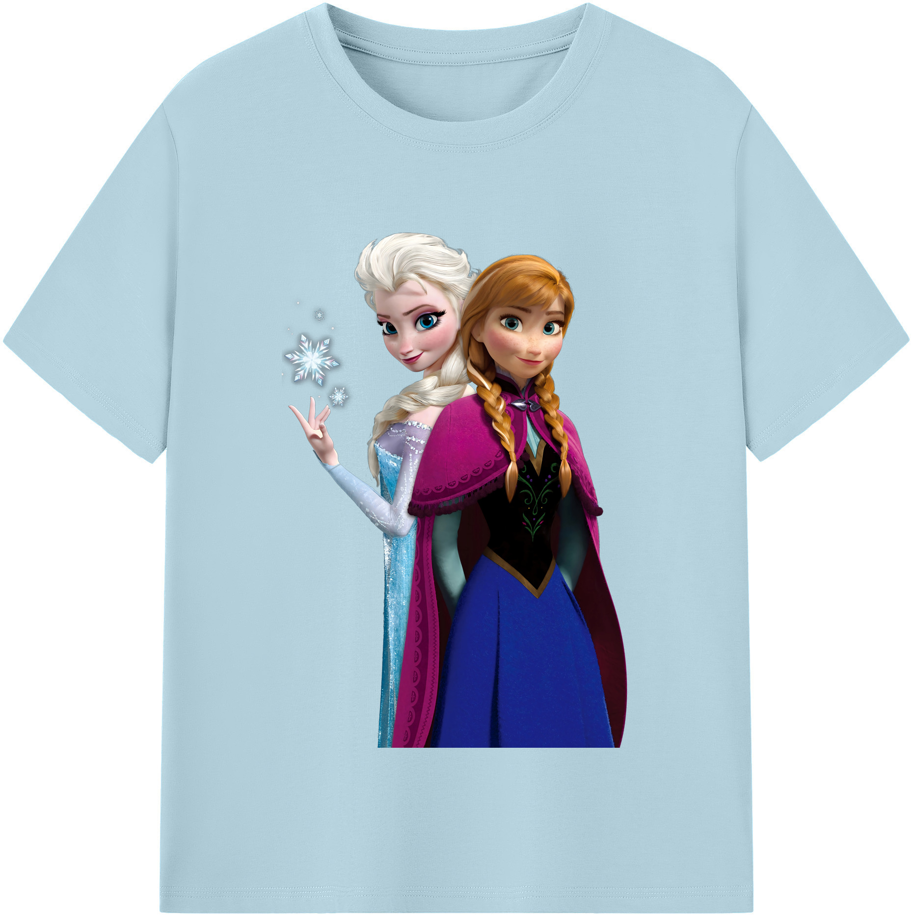 （画像用） アナと雪の女王 アンナ エルサ Frozen Anna Elsa 綿100％半袖Tシャツ（フロントプリント）